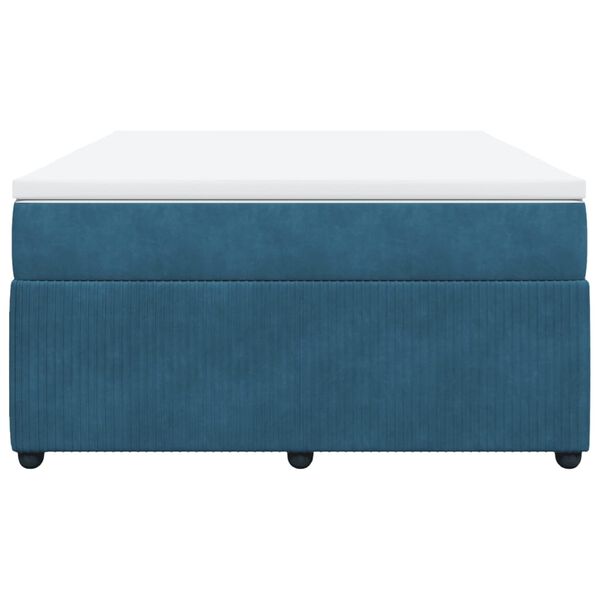 vidaXL atsperu gulta ar matraci, tum&scaron;i zils samts, 140x200 cm