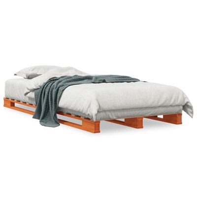 vidaXL palešu gulta, vaska brūnas, 90x200 cm, priedes masīvkoks