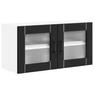 vidaXL Sienas stikla skapis LUCCA Melns 80 x 31 x 40 cm