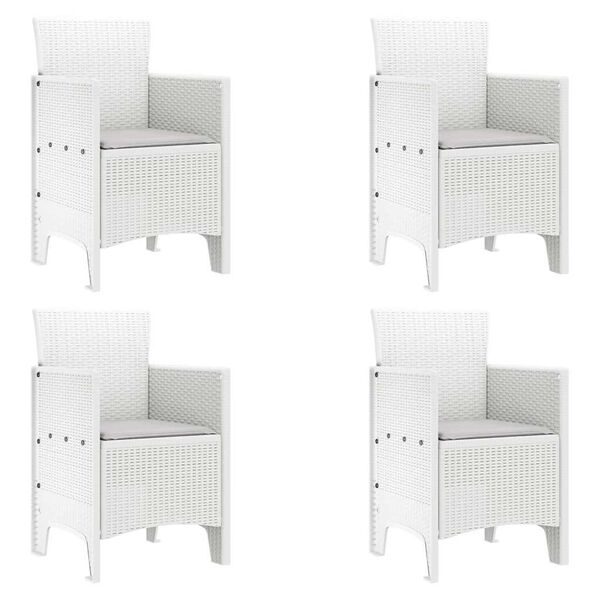 vidaXL Dārza krēsls 4 pcs Balts 53 x 49 x 85 cm Polipropilēns