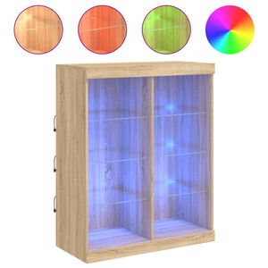 vidaXL kumode ar LED lampiņām, ozolkoka krāsa, 81x37x100 cm