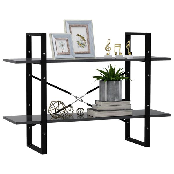 vidaXL 2-līmeņu grāmatu plaukts, pelēks, 100x30x70cm inženierijas koks