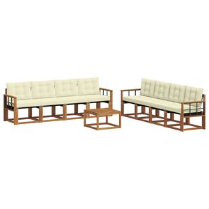 vidaXL Āra dīvānu komplekts ar spilvenu 9 pcs Dabisks un krējuma