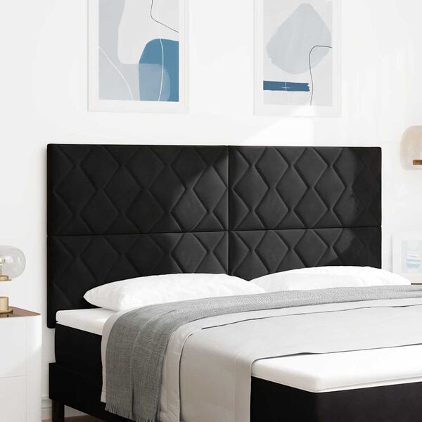 vidaXL LED gultas galva Melna 180 cm Mākslīgā āda