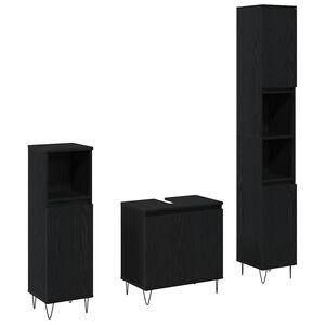 vidaXL Vannas istabas mēbeļu komplekts ar durvīm 3 pcs Melns ozolkoks
