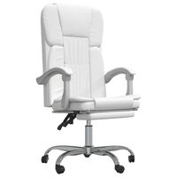 vidaXL biroja krēsls, atgāžams, balta mākslīgā āda
