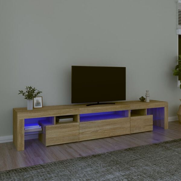 vidaXL TV skapītis ar LED apgaismojumu, ozolkoka krāsa, 215x36,5x40 cm
