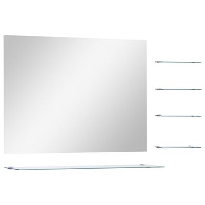 vidaXL sienas spogulis ar 5 plauktiem, sudraba krāsa, 80x60 cm