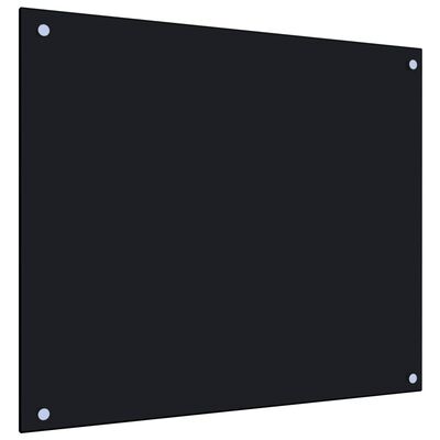 vidaXL virtuves sienas panelis, 70x60 cm, rūdīts stikls, melns