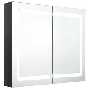 vidaXL vannasistabas skapītis ar spoguli un LED, 80x12x68 cm, melns