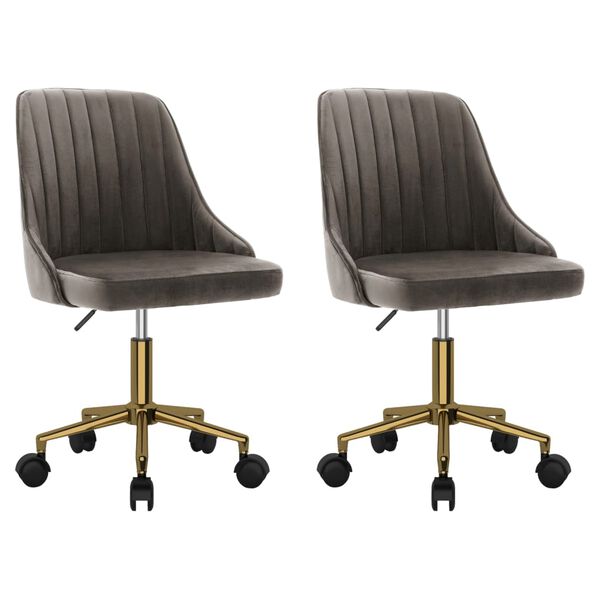 vidaXL grozāmi virtuves krēsli, 2 gab., tum&scaron;i pelēks samts