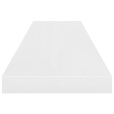 vidaXL sienas plaukts, spīdīgi balts, 90x23,5x3,8 cm, MDF