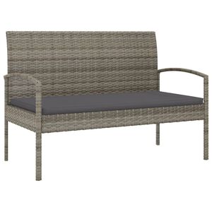 vidaXL dārza sols ar matraci, 105 cm, pelēks, PE rotangpalma