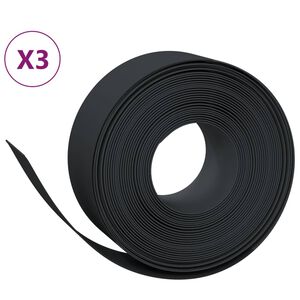 vidaXL dārza apmales, 3 gab., 10 m, 20 cm, polietilēns, melnas