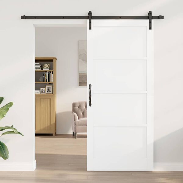 vidaXL Slīdo&scaron;ās durvis Balts un melns 93 x 211 cm Ciets priedes koks