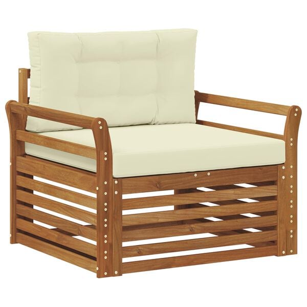 vidaXL Āra dīvānu komplekts Cieta akācijas koks un poliesters Dabiska