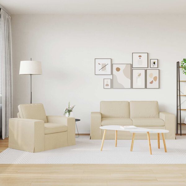 vidaXL Dīvāns 2 pcs Krēmkrāsa