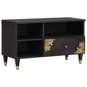 vidaXL Televizora skapī&scaron;a Melna 80 x 33 x 46 cm Cieta mango koksne