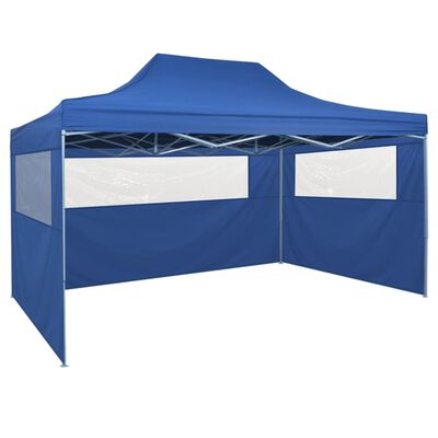 vidaXL saliekama telts, 3x4,5 m, 4 sānu sienas, ātri uzstādāma, zila
