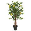 vidaXL mākslīgais citronkoks ar 3 stumbriem, 85 cm, zaļ&scaron;, PP
