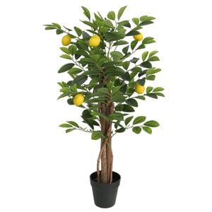 vidaXL mākslīgais citronkoks ar 3 stumbriem, 85 cm, zaļ&scaron;, PP