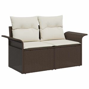 vidaXL Dārza dīvāns ar spilvenu Brūna 141 x 62 x 69cm poliratāns