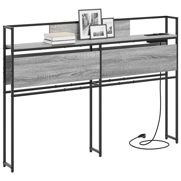 vidaXL Uzglabā&scaron;anas galvas balsts Pelēka Sonomas ozola 120 cm