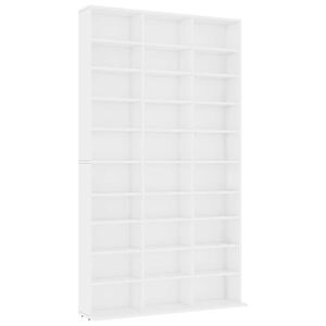 vidaXL CD plaukts, balts, 102x23x177,5 cm, inženierijas koks