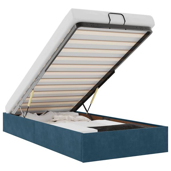 vidaXL Osmaņu gultas rāmis bez matrača tum&scaron;i zils 90x200 cm samts