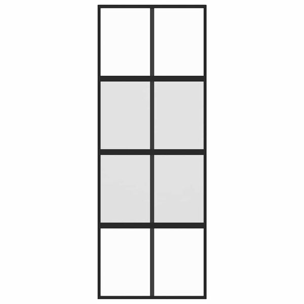 vidaXL bīdāmās durvis, melnas, 76x205 cm, rūdīts stikls un alumīnijs