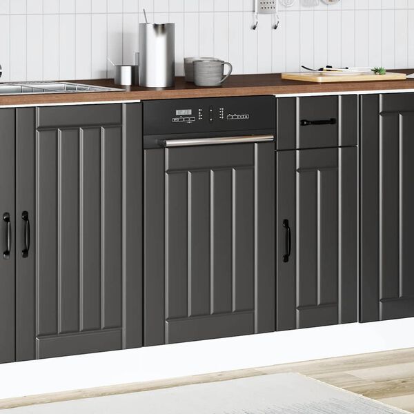 vidaXL trauku mazgājamās ma&scaron;īnas panelis "Lucca" Black Engineered Wood