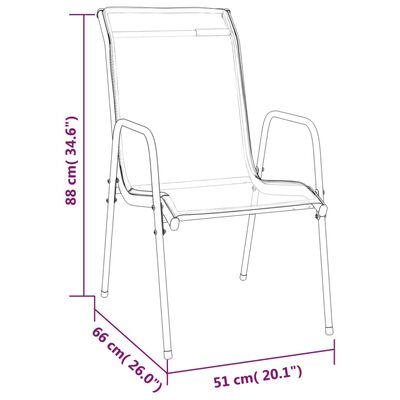 vidaXL dārza krēsli, 2 gab., tērauds un tekstilēns, melni