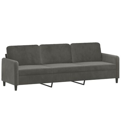 vidaXL trīsvietīgs dīvāns, tumši pelēks, 210 cm, samts