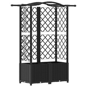 vidaXL Pacelta gulta ar treliem un jumtu Melns 122 x 40 x 138 cm PP