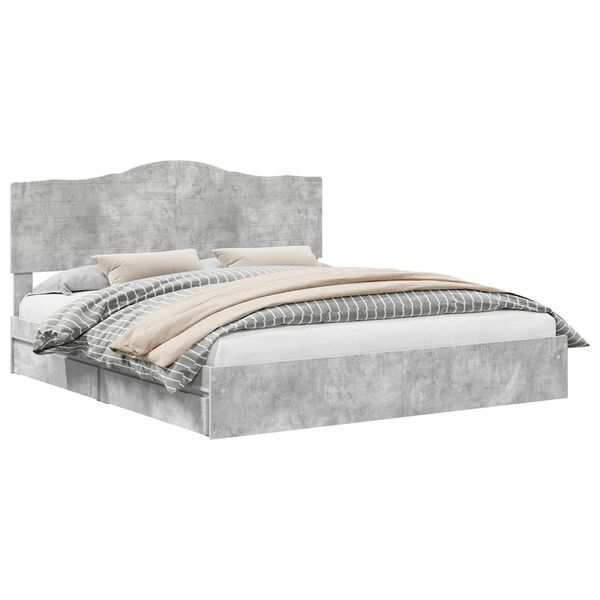 vidaXL Glabā&scaron;anas gulta Betona pelēks 180 x 200 cm Inženierijas koks