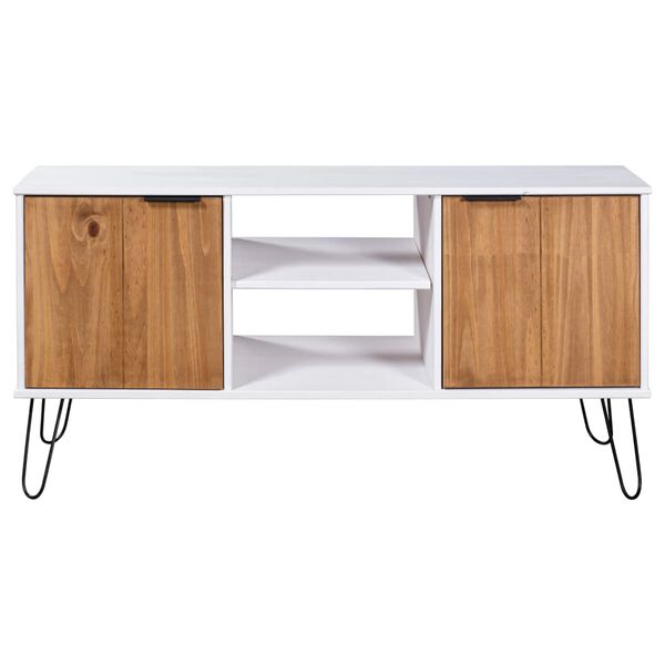 vidaXL TV skapītis New York, baltā un dabīgā krāsā, priedes koks