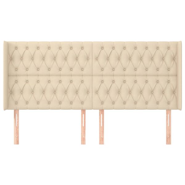 vidaXL galvgalis ar malām, 183x16x118/128 cm, krēmkrāsas audums