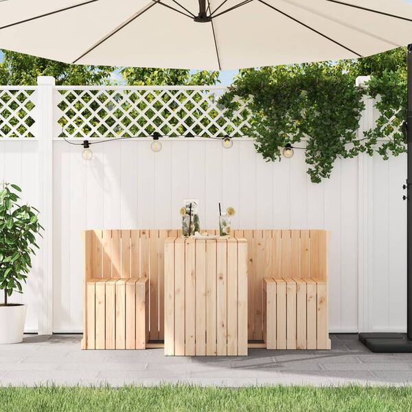 vidaXL 2-vietīgs balkona mēbeļu komplekts, priedes masīvkoks