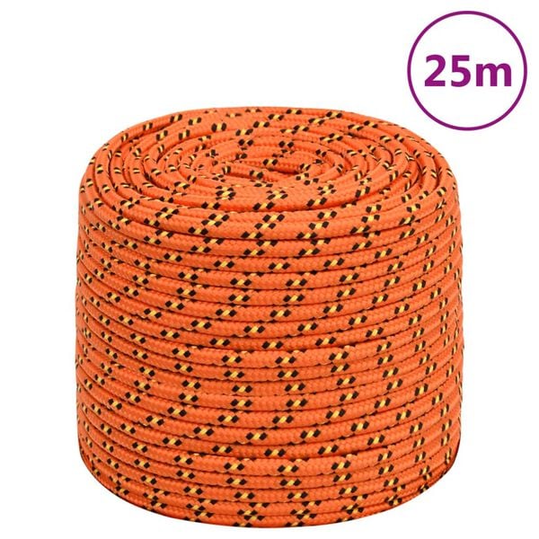 vidaXL laivu virve, oranža, 10 mm, 25 m, polipropilēns