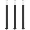 vidaXL stabveida gaismekļi ar kontaktligzdu, 3 gab., 110 cm, melni, IP44