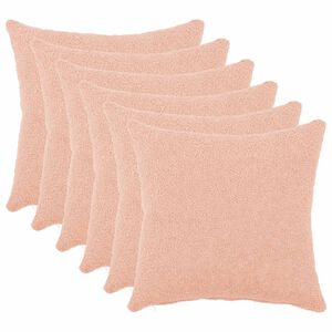 vidaXL Spilvenu pārvalks 6 pcs HEERLEN Rozā 30 x 30 cm Boucl&eacute;