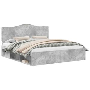 vidaXL Gultas rāmis Betona pelēks 180 x 200 cm Ciets priedes koks
