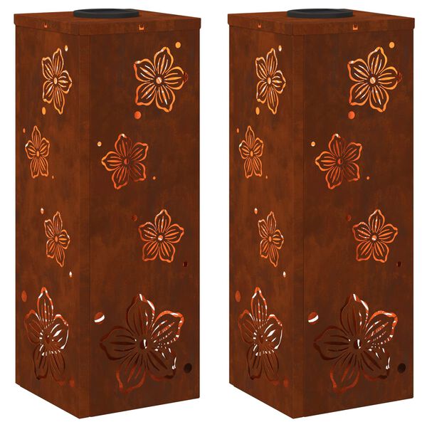 vidaXL Saules LED ceļa gaisma 2 pcs Kārtainais Tērauds