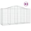 vidaXL arkveida gabiona grozi, 3 gb., 200x50x100/120cm, cinkota dzelzs