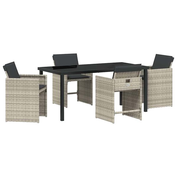 vidaXL Dārza ēdamgalds 5 pcs Gai&scaron;i pelēks poliratāns