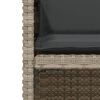 vidaXL 3-daļīgs bistro mēbeļu komplekts, matrači,pelēka PE rotangpalma