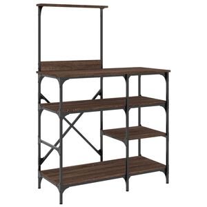 vidaXL virtuves plaukts, ozola, 90x40x132cm, inženierijas koks, metāls