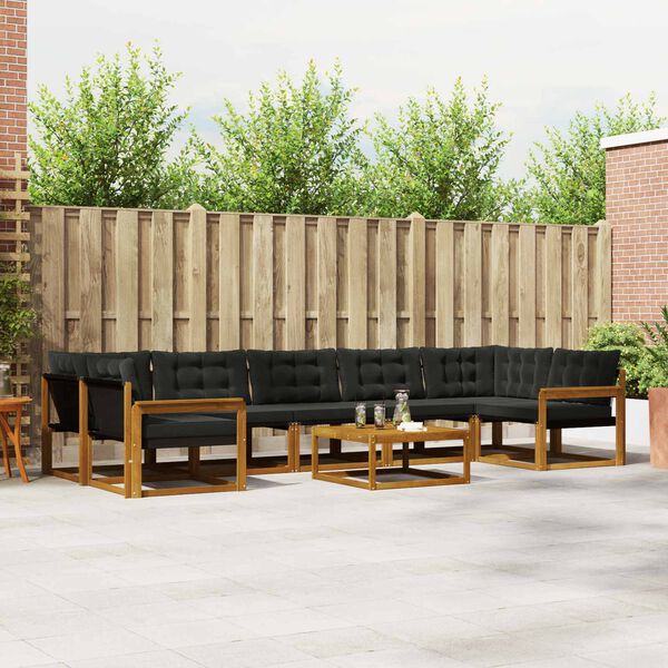 vidaXL Āra dīvānu komplekts ar spilvenu 8 pcs Dabīgs un melns