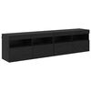 vidaXL TV sienas skapji ar LED 2 pcs Melns ozolkoks 80 x 30 x 40 cm