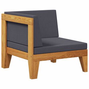 vidaXL stūra dīvāns ar tum&scaron;i pelēkiem matračiem, akācijas masīvkoks